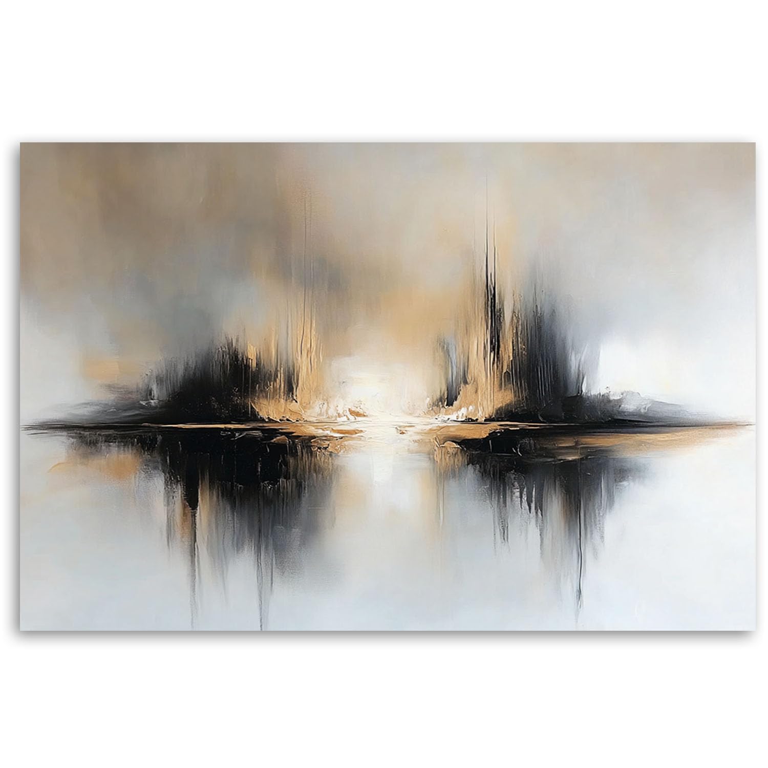 Feeby Quadro su Tela Non Tessuta - Stampa Su Tela - Astratti beige grigio - 120x80 cm - Decorazione Murale - Moderno Soggiorno - quadri moderni soggiorno - poster