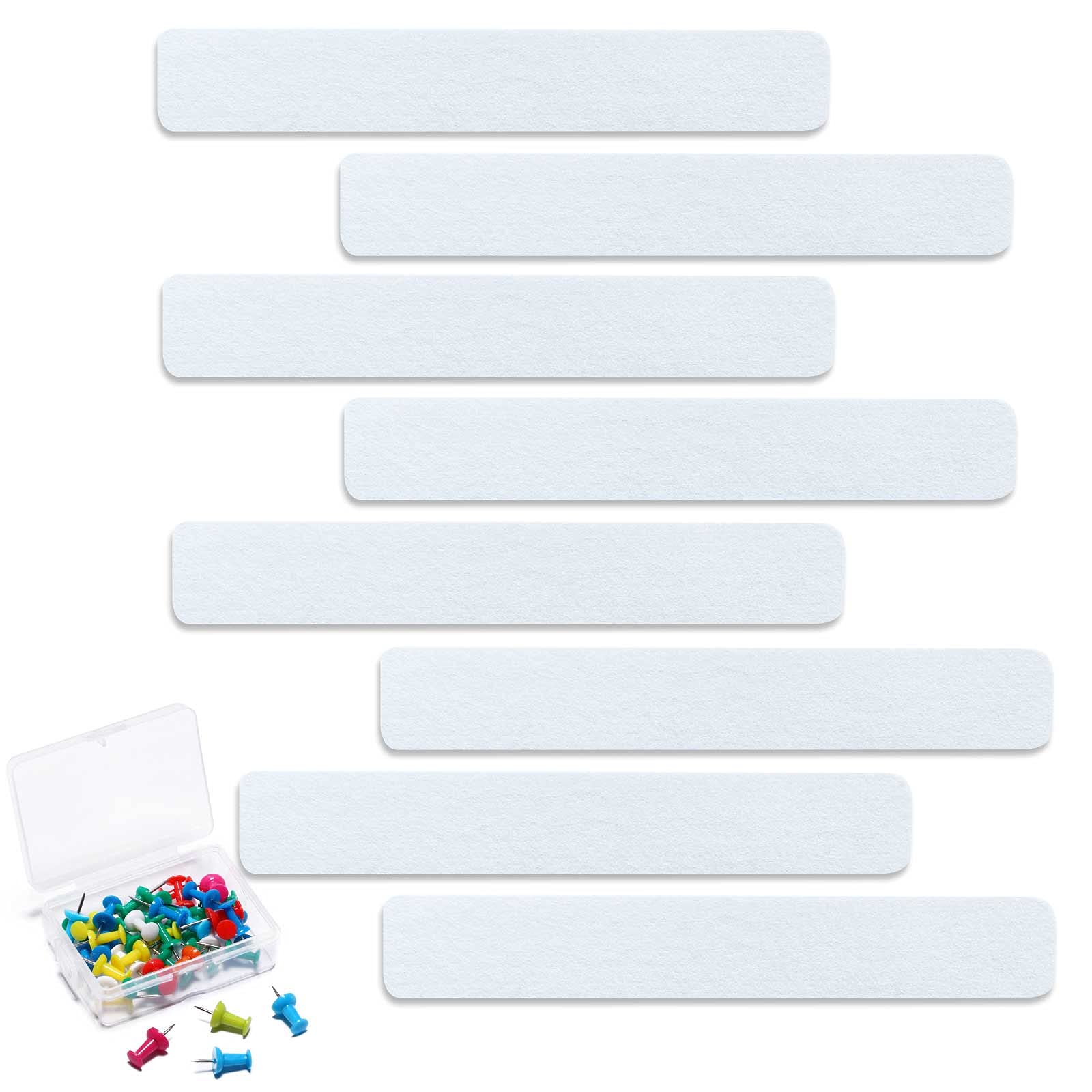 Buy Joqixon 8 Packs Felt Bulletin Board Strips with 40 Push Pins, 13" x 2" Pin Board Bar for