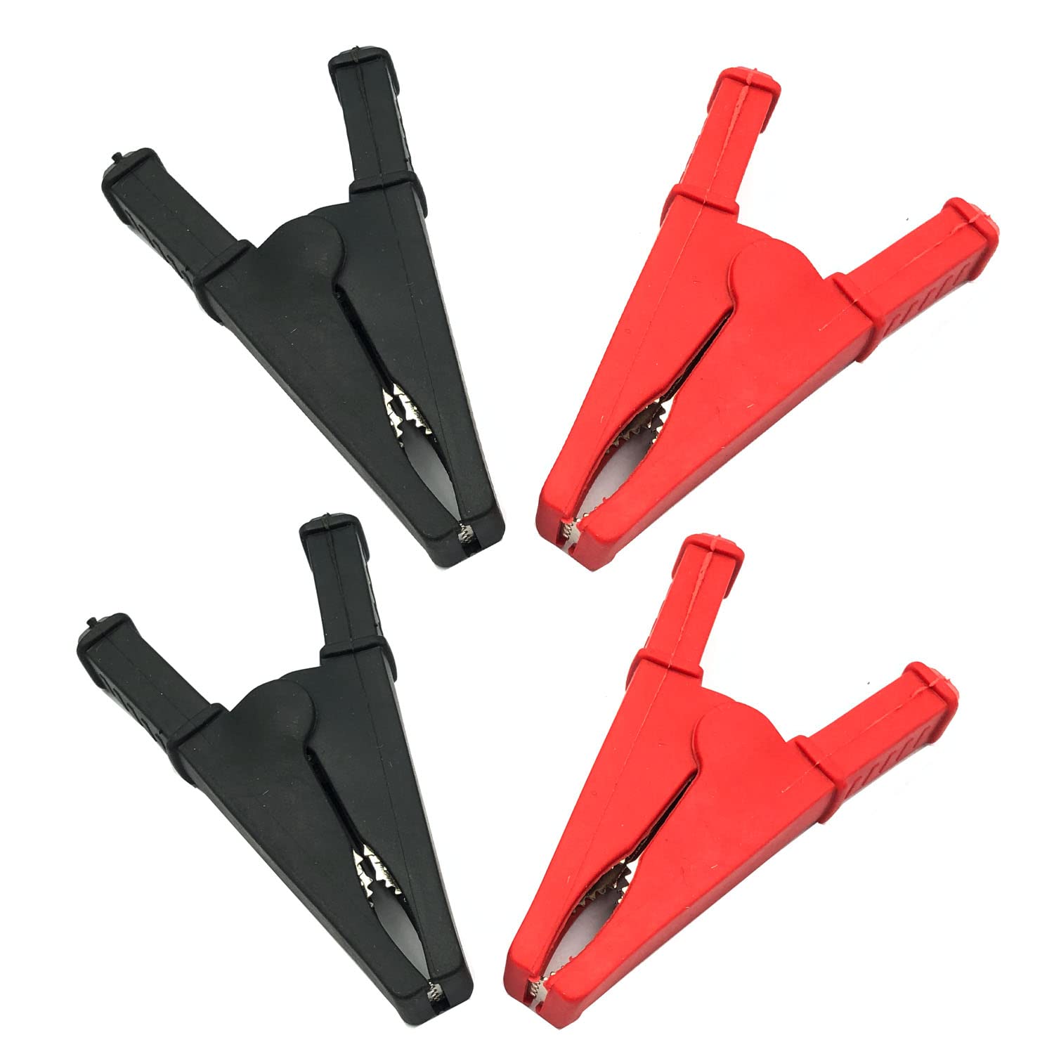 FainWan 2Pairs Full Insulation Car Battery Test Lead, 30A Protecting Alligator Clips Crocodile Clamps (Black+Red)