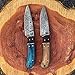 BucknBear Custom Handmade Fixed Blade Damascus Hunting Knife with Leather Sheath - Drop Point (Utility) (Olivewood/G10) Handle