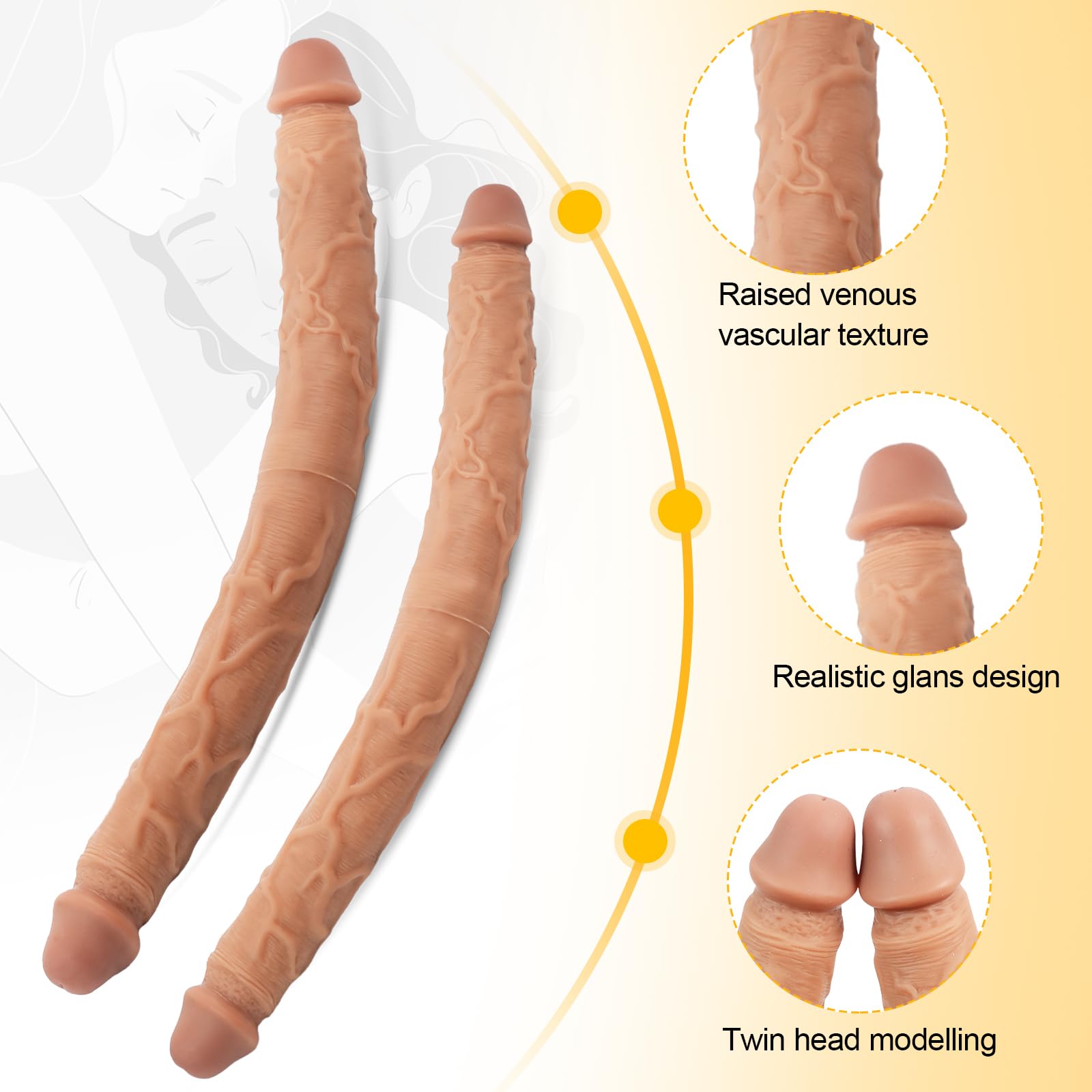 AMAZBEE Dildo a doppia testa per donne Dildo morbido in silicone liquido per coppie di uomini e donne Dildo realistico per uso doppio (M)