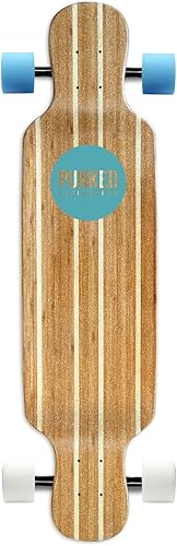 Miniatura 2 de Yocaher Punked Bamboo Longboard Skateboard Freestyle 40 x 9.75 pulgadas Cruiser con cinta de agarre transparente BLACKWIDOW Premium, camión de