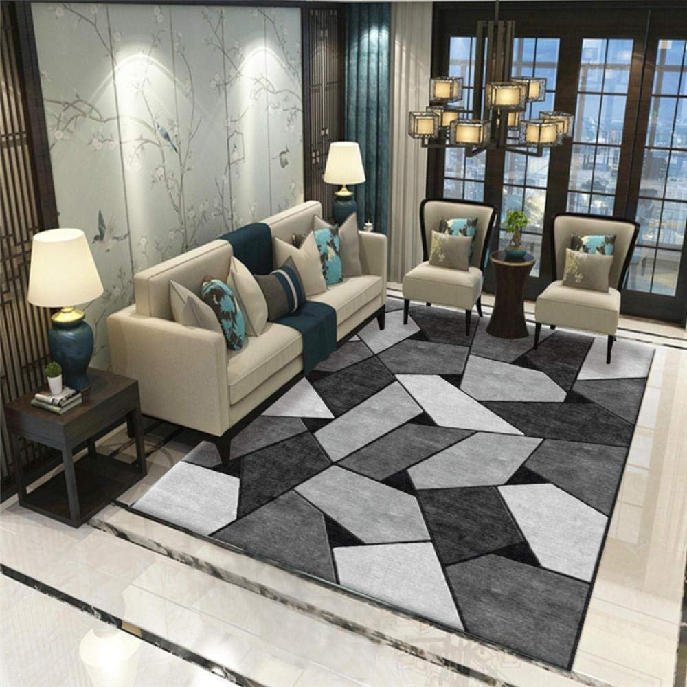 Tapis de salon gris 120x160 cm au style nordique et irrégulier