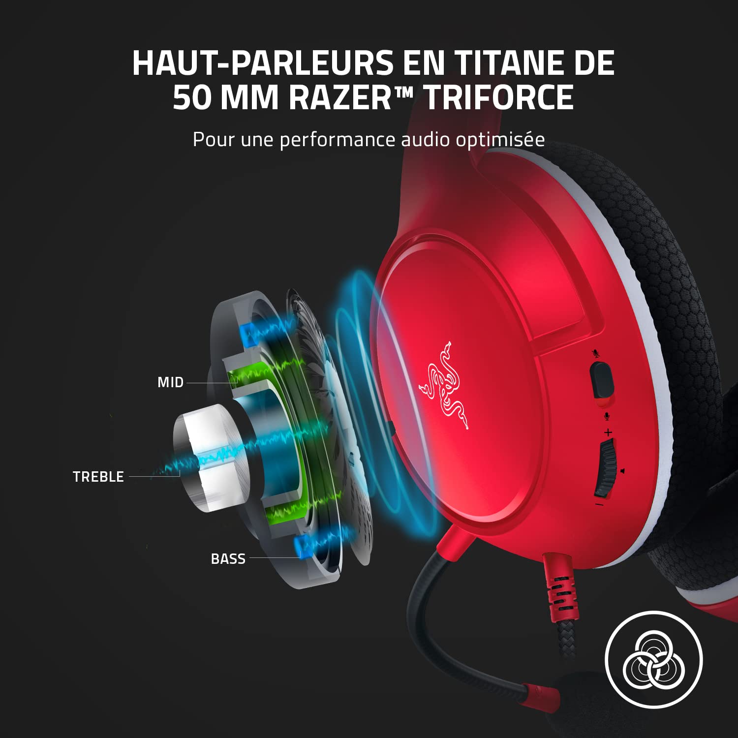 Razer Kaira X - Casque Gaming Filaire pour Xbox Series X|S (Haut-parleurs TriForce de 50mm, Microphone Cardioïde HyperClear, Commandes intégrées, Compatibilité Multiplateforme) Rouge