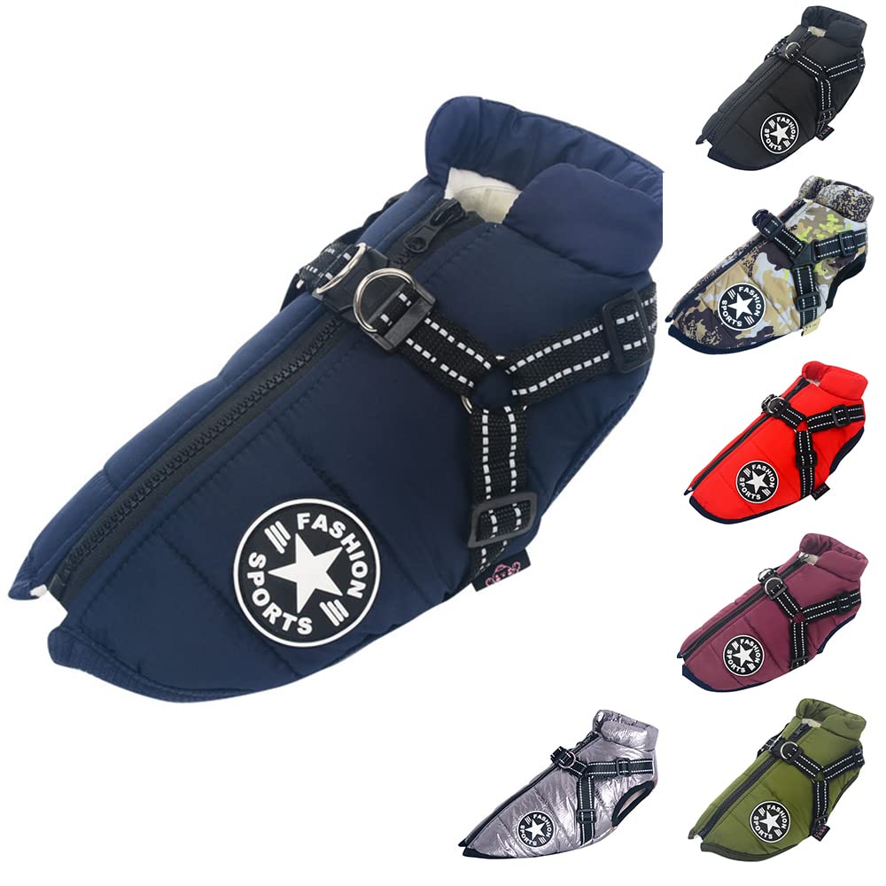 Warm & Soft Dog Coat - Waterproof Winter Vest with Harness - 9 Colors, Navy XL — image 1