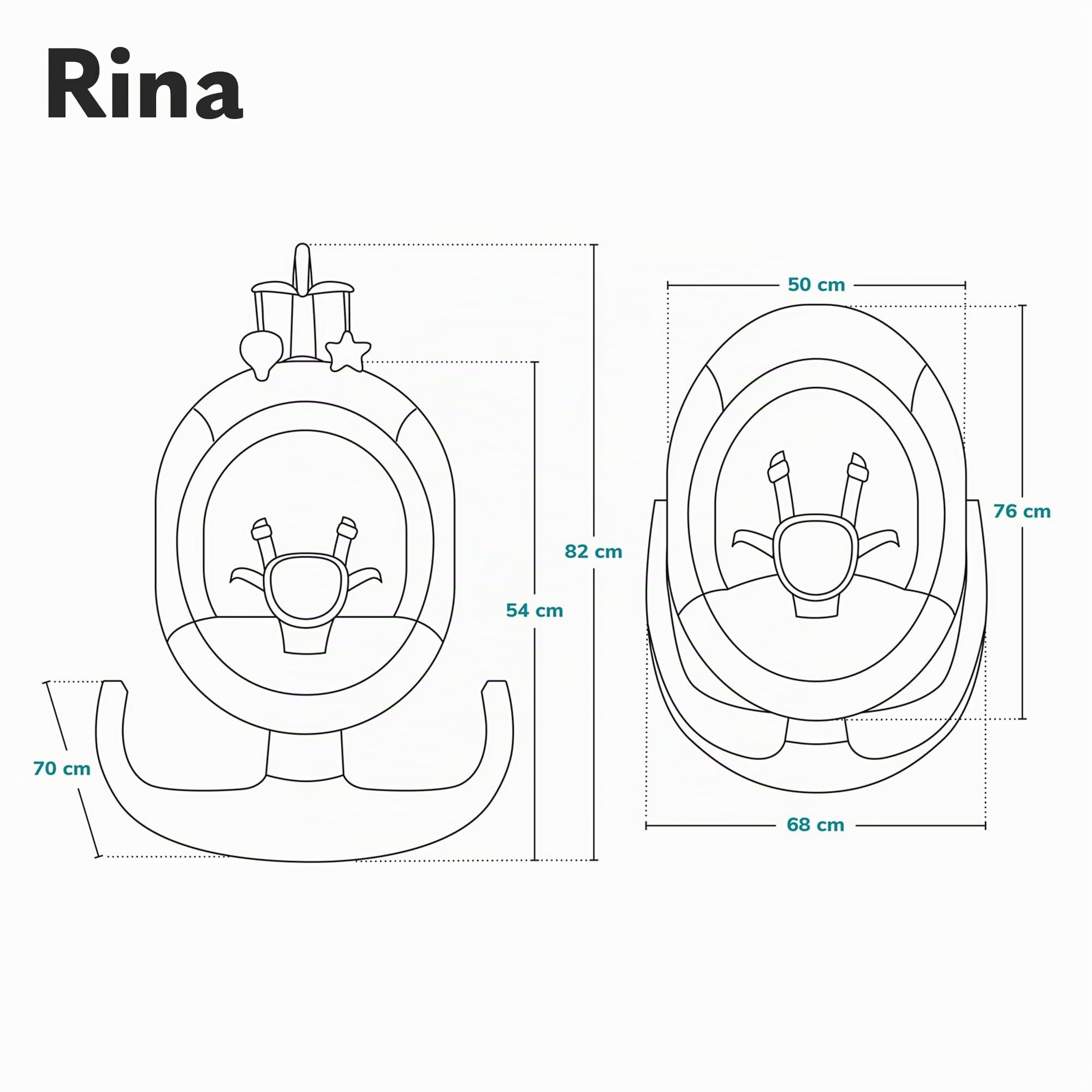 LIONELO Rina balancelle et transat 2en1 – télécommande, Assise pivotante 360°, 2 Directions de Balancement, 5 Vitesses, Blocage, réglage du Dossier, minuterie, 12 mélodies, Fonctionnement Silencieux
