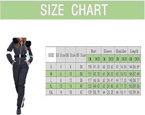 Miniatura 5 de Trendinao - Trajes de nieve para mujer overol de invierno traje de esquí con cuello de piel overol para deportes al aire libre impermeable trajes de