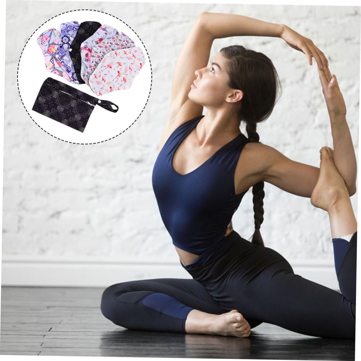 Toalla Sanitaria Menstrual Lavable de Fibra de Carbón 7 Piezas | Flujo Abundante, , Uso en Ejercicio y Viaje, Formato M, Mujeres Estilo Aleatorio