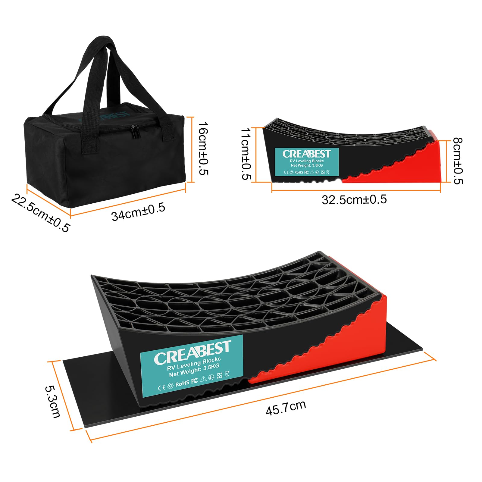 Exmate Set di 2 livellatori per camper, livellatore curvo con cunei per rimorchi da viaggio, livellamento leggero e senza passaggi