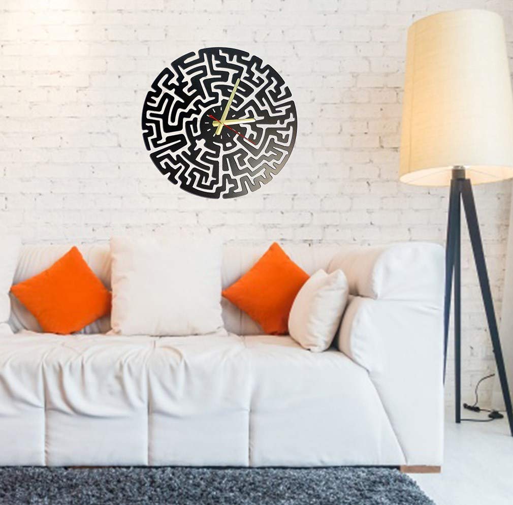 BAUPORMaze-2 Unique Design Metal Wall Clock Metal Wall Art Works - Metal Wall Decor Home Office Decoration Modern Industrial Silent Movement (50x50cm / 19.6" W x 19.6" H)