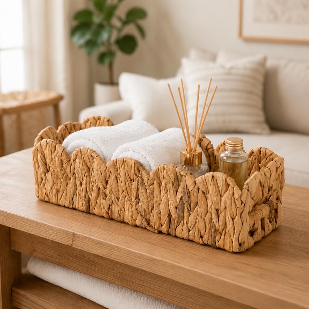 Toilet Paper Basket for Back of Toilet,Handwoven Water Hyacinth