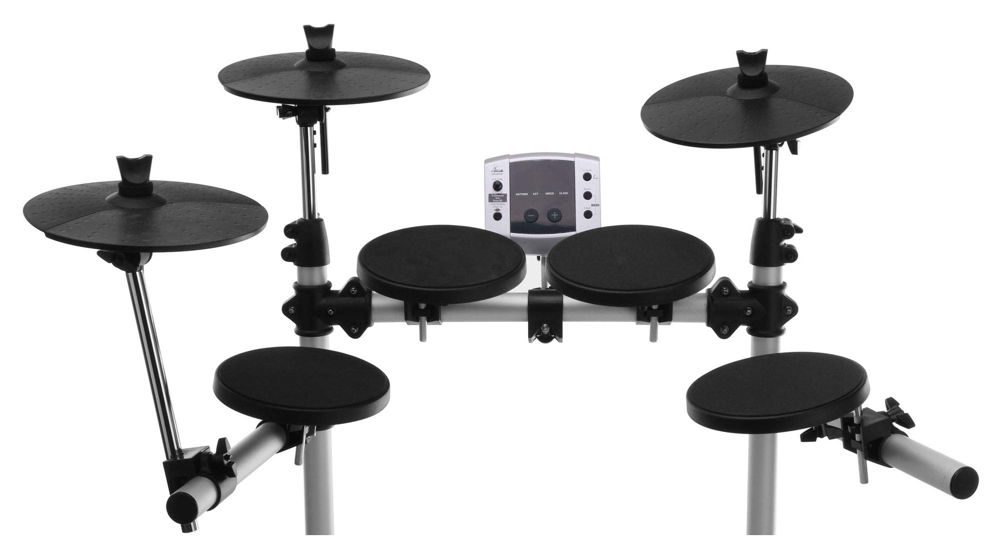 XDrum DD-400 Set De Batería Electrónica, 4 Pads De Batería, MIDI Out | 3 Pads De Platillo, Pedal De Control Hi-Hat Y Pedal De Bombo, Módulo De Sonido Con 108 Voces, 10 Kits Preestablecidos, Aux In