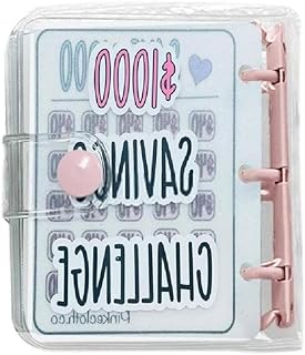 Desafio de poupança de planejador de orçamento 2023 novo fichário de livros de economia de $1000 Desafios de poupança caderno fichário de PVC rosa azul mini fichário poupança dinheiro poupança fichário desafio