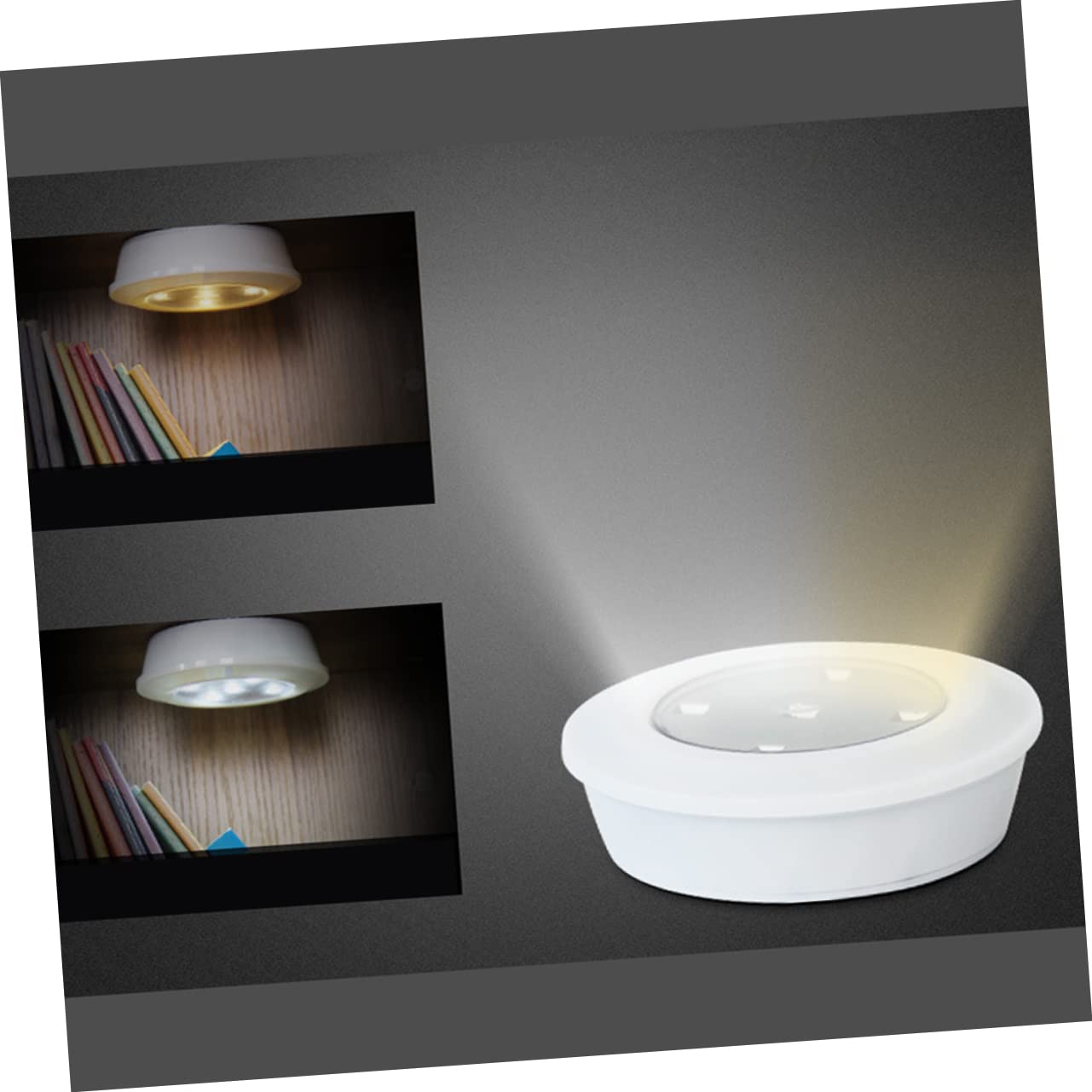 TEHAUX 2 LED Puck Lights Touch Sensitive Stick Tap Lights for Kitchen Wardrobes Cabinets and Closets Battery Operated White Lighting