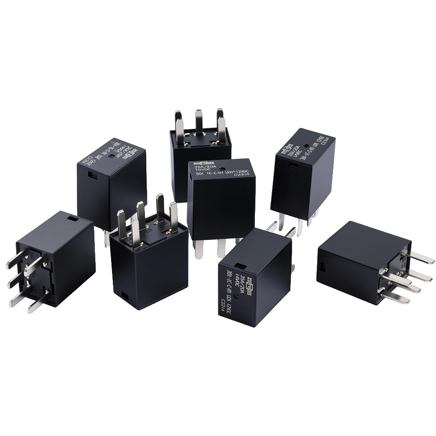 8 Pack Automotive Relay 301-1C-C-R1-U01 12VDC 5-PIN Compatible with Automotive in Power.
