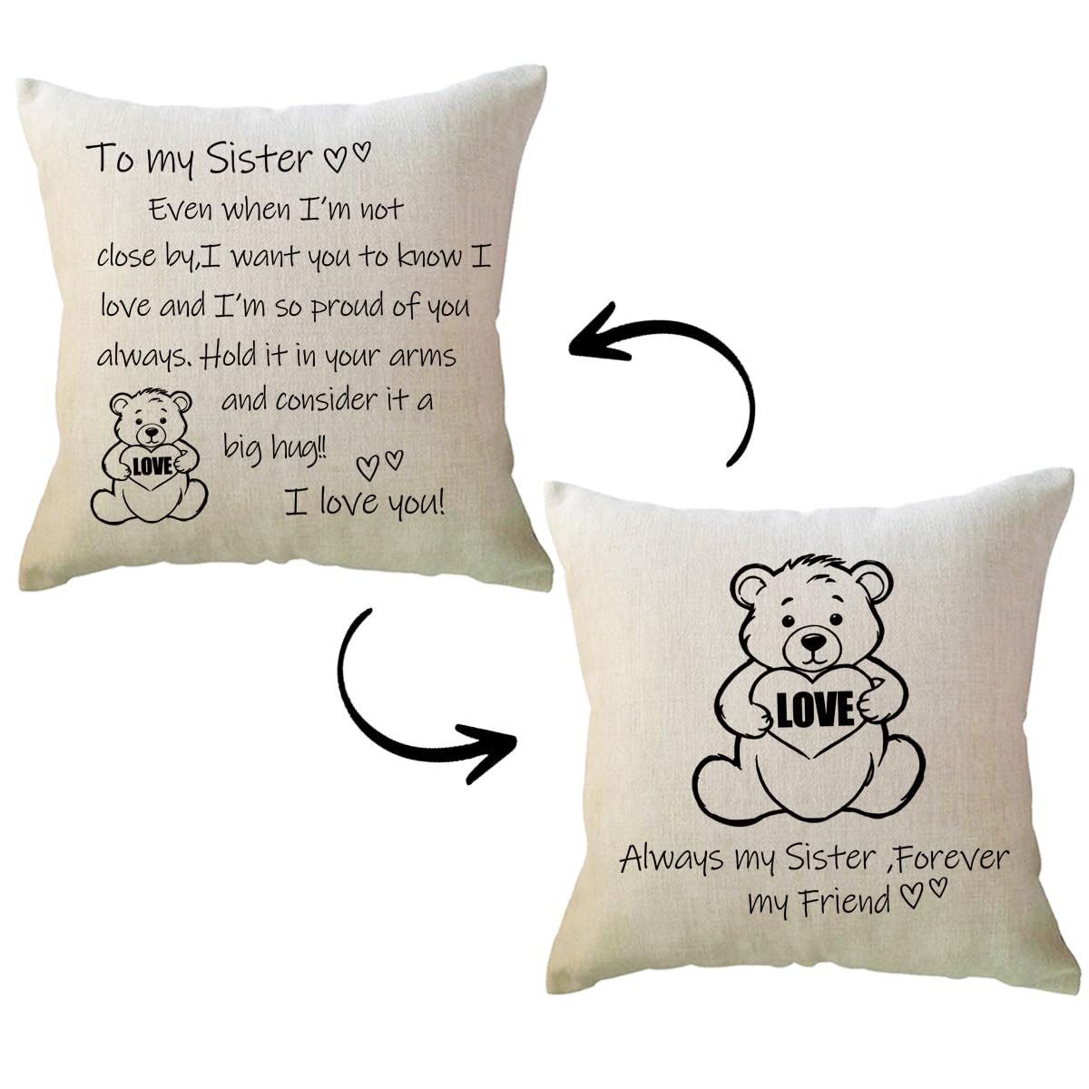 ULOVE LOVE YOURSELF to My Sister Throw Pillow Cover 18 x 18 Inch Sister Reminder Gift Birthday Graduation Thanksgiving Decor Cushion Pillow Case (