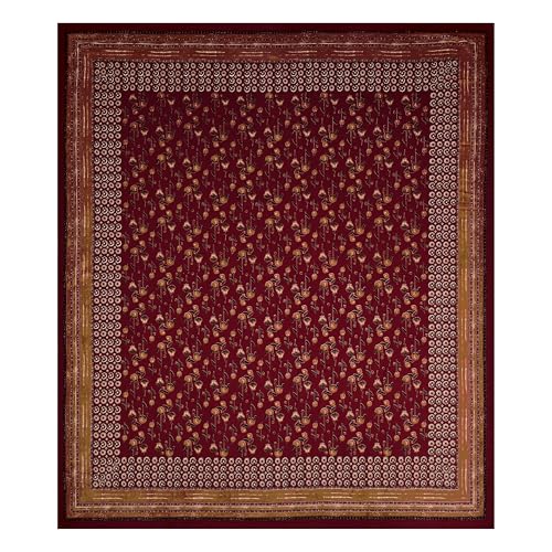 Image of BLOCKS OF INDIA Hand Block Printed 200 TC Cotton Super King Size Bedsheet(106 x 106) | Pack of 1, Batik Maroon