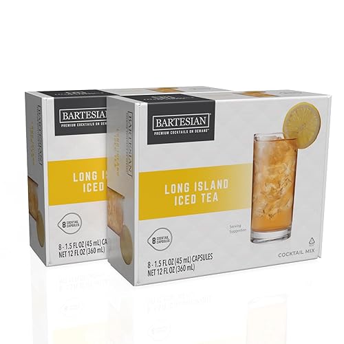 Bartesian Long Island - Paquete de 16 cápsulas mezcladoras de té helado para máquina de cócteles Home Bar Mixology Cocktails Mix Pod Capsule Set