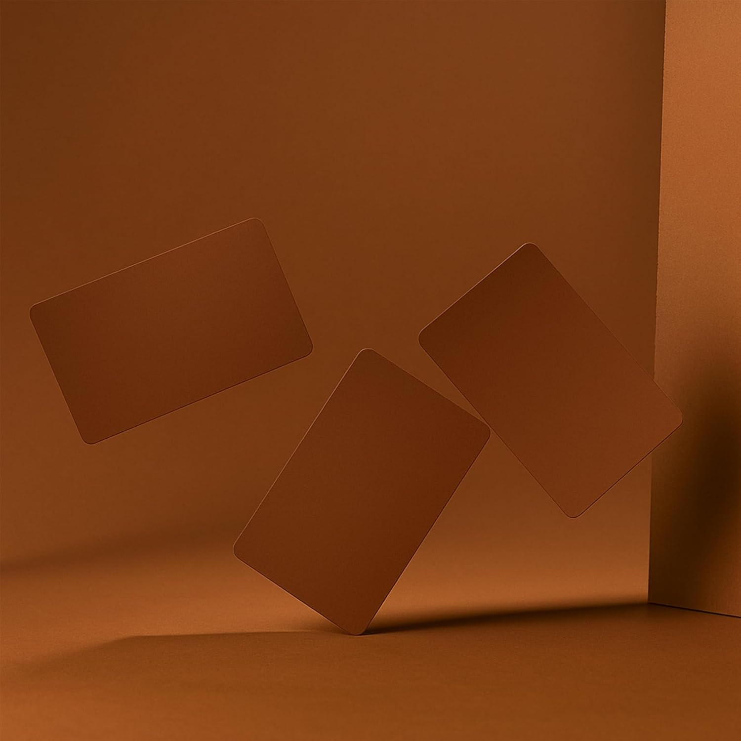 Thick Aluminum Metal Business Cards Anodized Aluminum 86 X 54 X 0.8mm 15 pcs Include Protector Sleeves (Brown)