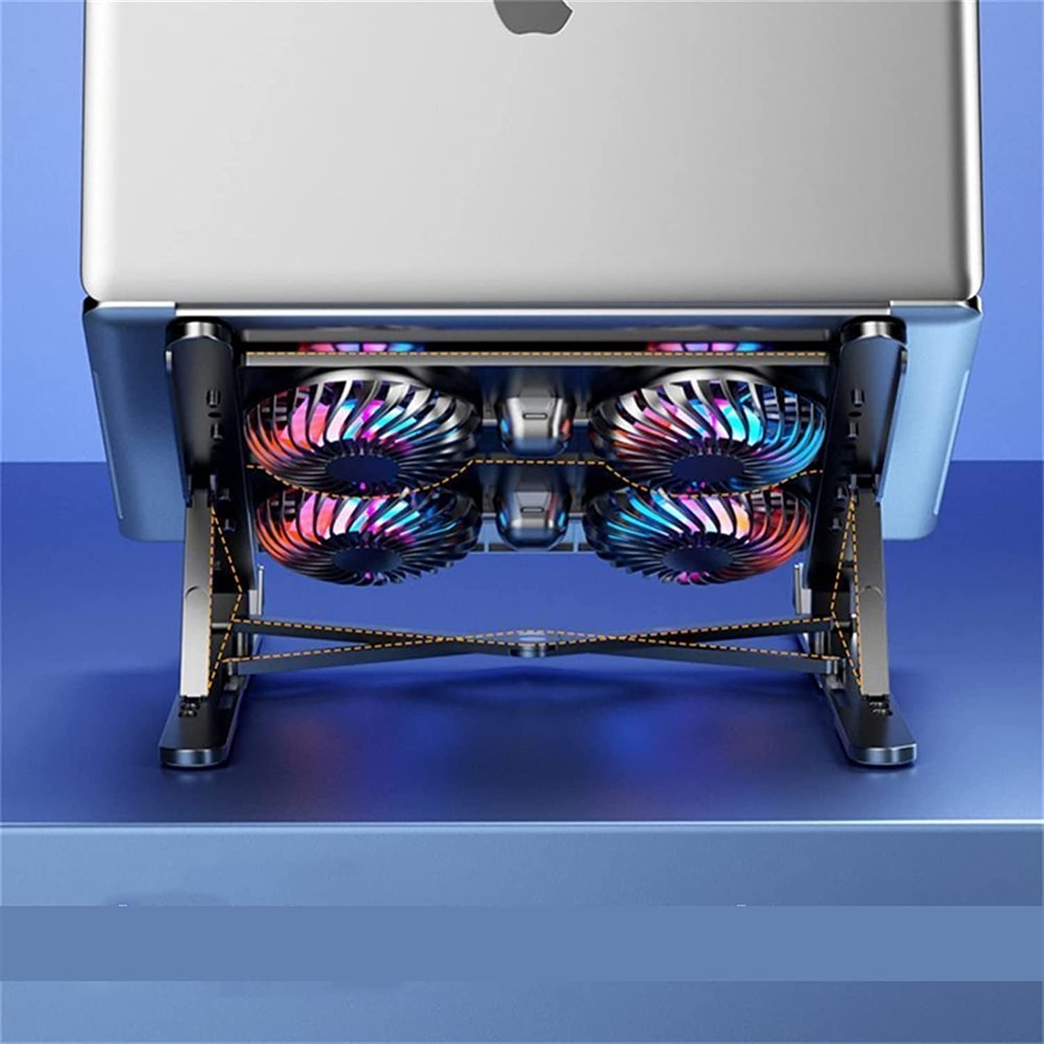 Soporte ergonómico de refrigeración para computadora portátil, soporte plegable para radiador silencioso, almohadilla de refrigeración con 4 ventiladores, almohadilla de refrigeración para portátil