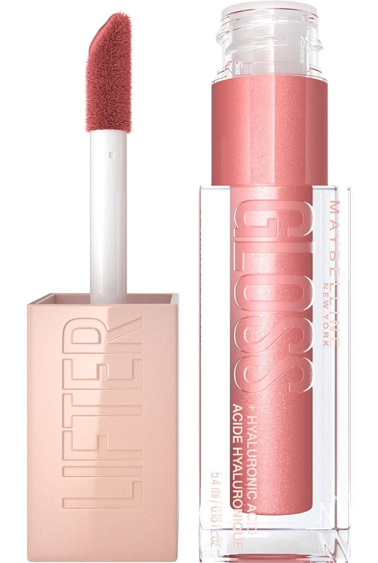 Lifter Gloss, Hydrating Lip Gloss with Hyaluronic Acid, Creates Fuller-Looking, Shiny, Moisturised and Plumped Lips. Non-sticky, 003 Moon (Nude Pink)