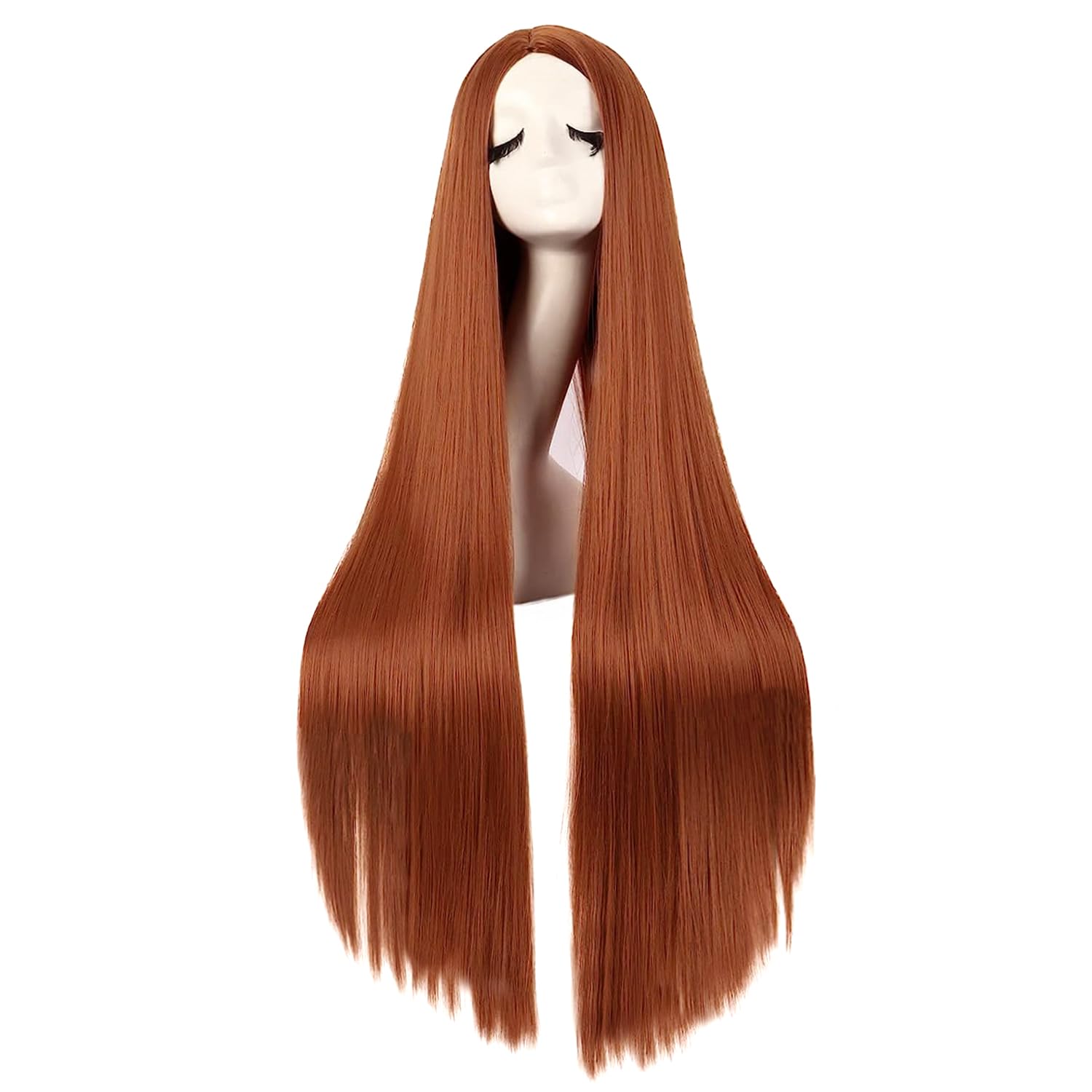 Colorfulpanda Auburn Long Wigs for Women Girls Long Straight Synthetic Hair Wig Middle Part for Party Cosplay Halloween Anime (Copper Red) - Image 2