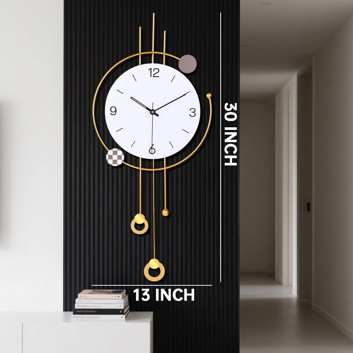 Große Moderne Wanduhr für Wohnzimmer Dekor große dekorative Wanduhr Pendel batteriebetrieben Nicht tickend für Schlafzimmer Küche Büro Haus einzigartige Uhren Wanddekor 13 * 30 Zoll