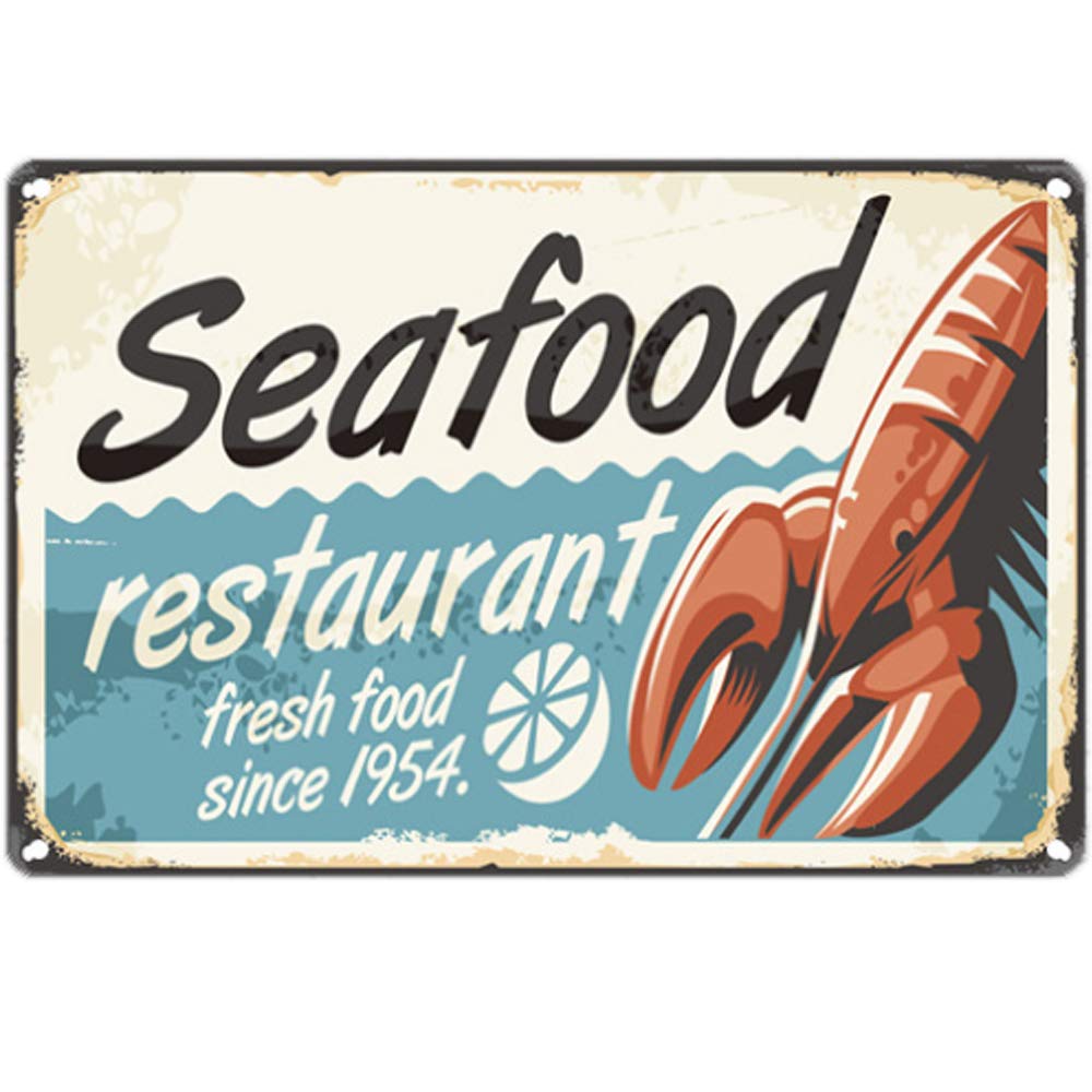 Kwqdozf As Pic Vintage Metal Tin Sign Fresh Seafood Market Wall Art Home 8X12 Inch