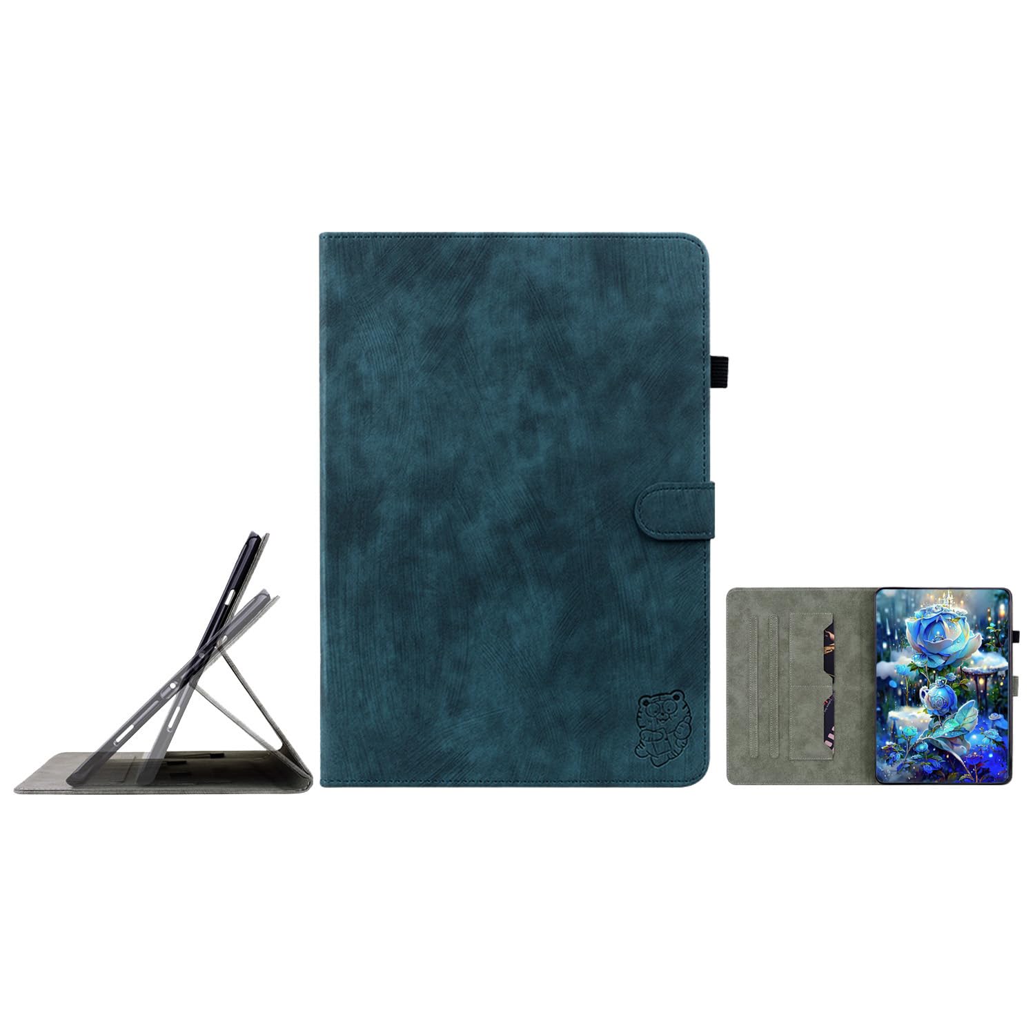 Coque Samsung Galaxy Tab S2 9.7 JZ tigre relief et support multi-angle bleu