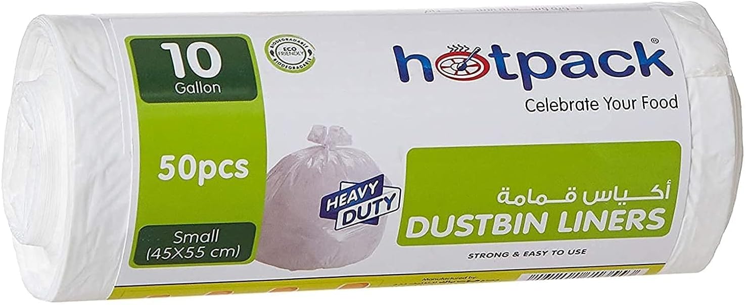 Hotpack Dustbin Liners White Roll, 10 Gallon, 50 Pieces Buy Online at