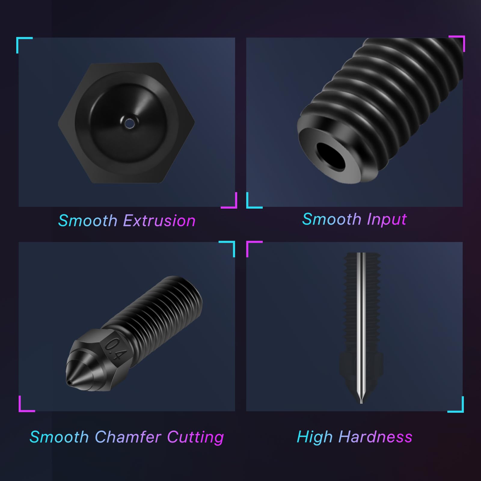 Creality K1 Lot de 5 buses d'imprimante 3D officielles en acier trempé 0,4 mm, impression à grande vitesse et buses d'extrudeuse à haut débit pour Creality K1 Max, CR-M4, CR-10, SE, Ender 3 V3 KE