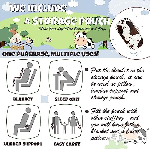 Bnuitland Brown Cow Print Blanket With Cow Storage Bag,300 Gsm Double Sided Outdoor Lap Throw,Gift Blanket For Adults And Kids,Lightweight Fuzzy Decor Blanket,Super Soft Cozy Flannel Bed Throw #TOP1