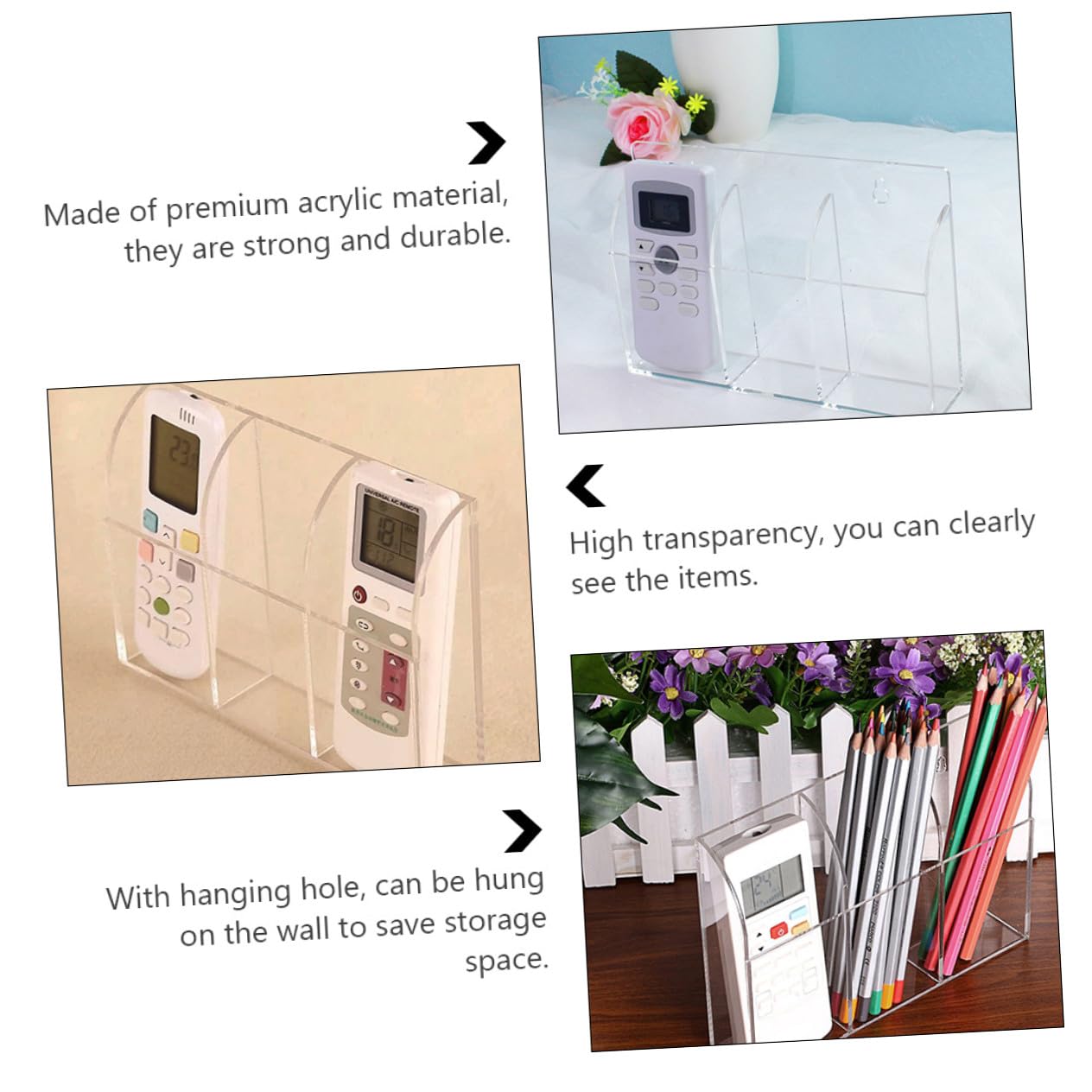STOBAZA 3juegos Soporte De Pared Para Control Remoto De Acrílico Organizador Transparente Para Almacenamiento De Mandos Para Sala De Estar Oficina y Dormitorio