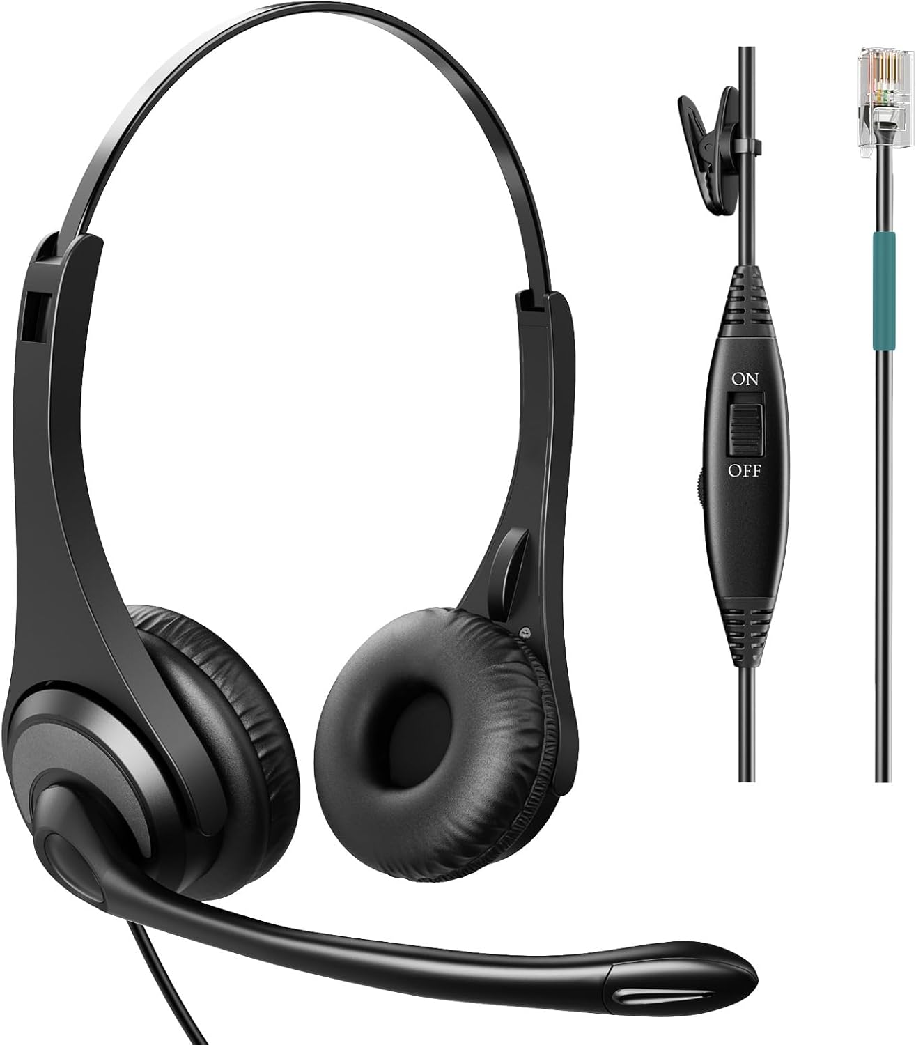 Corded RJ9 Telephone Headset with Noise-Canceling Mic for Cisco Phone Headset, Compatible with Plantronics M10/M12/M22/MX10 Amplifiers and Cisco IP Phone Series 6900/7800/7900/8800/8900/9900