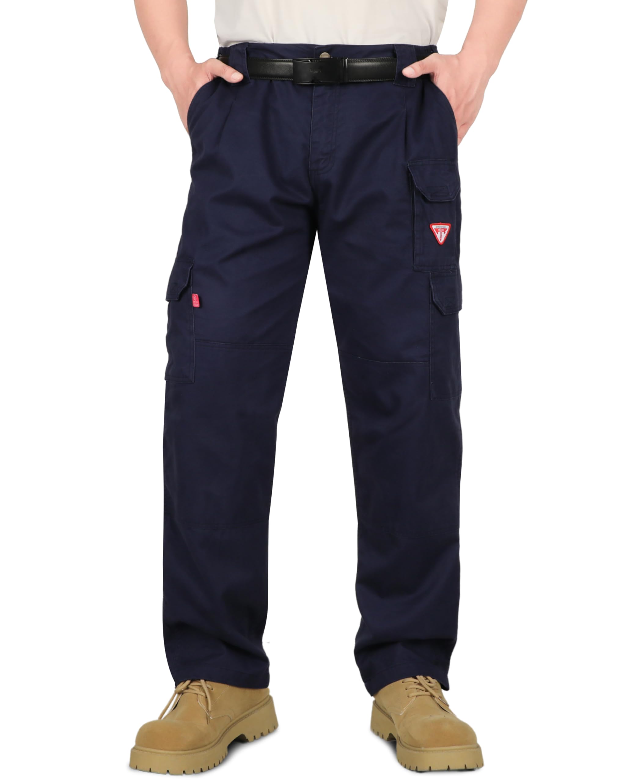 TICOMELA FR Pants for Men Flame Resistant Cargo Pants Lightweight 100% Cotton NFPA2112 7.5oz Elastic Waist Pants