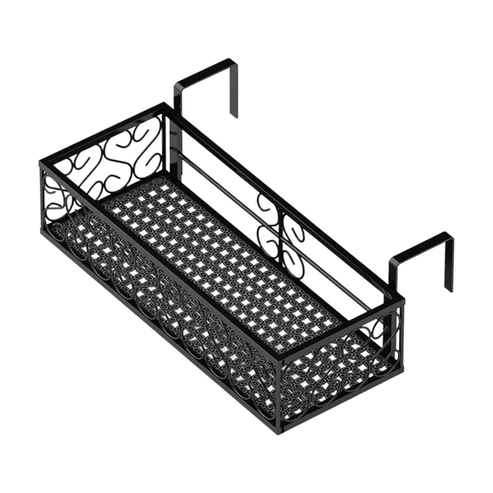 Support suspendu pour jardinière, étagère et panier en fer, 80 cm, pour terrasse, clôture jardin, Noir, 50 cm