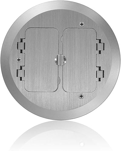 Leviton Caja de piso de hormigón Placa de cubierta niquelada, 2 tapas abatibles Decora, FBC2F-N