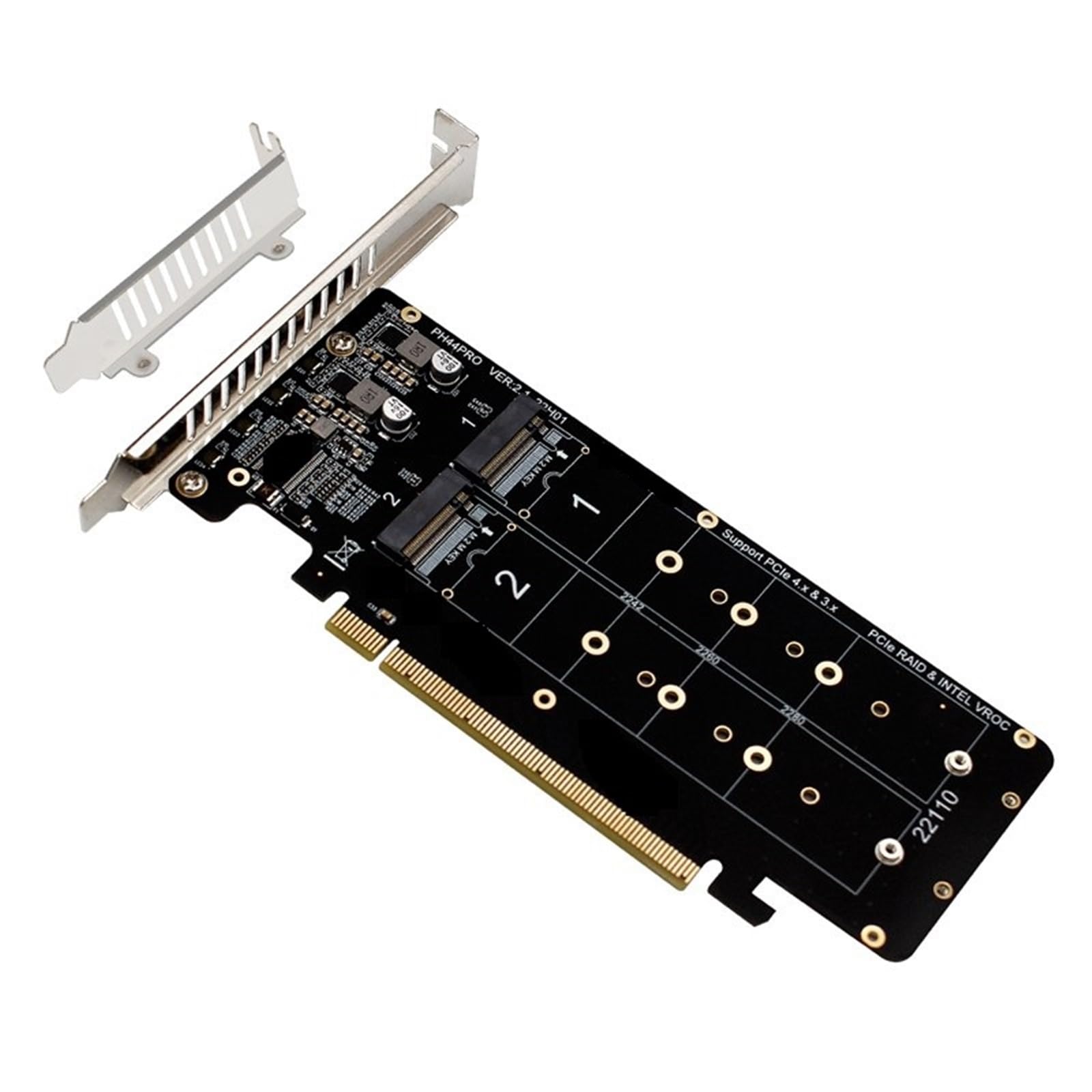 4Port M.2 NVME to PCI Express X16 4.0 Bifurcation Controller M KEY NVME PCIE Split Card for 2230 2242 2260 2280 NVME M2 SSD