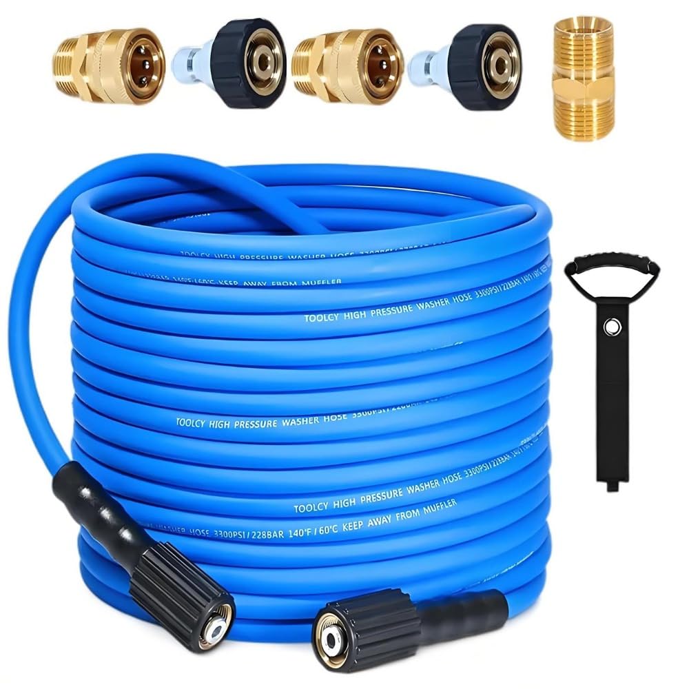 GENERIC Super Flexible Pressure Washer Hose - Car Wash Water Cleaning Hose, Kink Resistant Power Washer Hose with M22 3/8