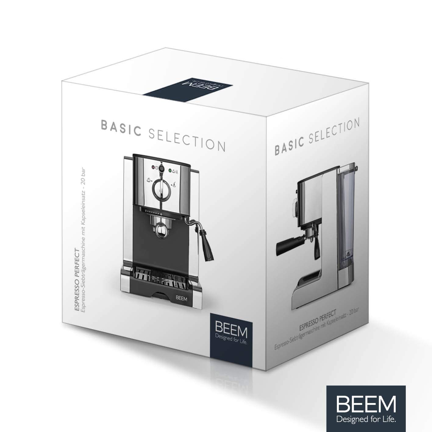 BEEM Espresso-Siebträgermaschine 20 bar Milchschaumdüse Kapseln Pulver Pads