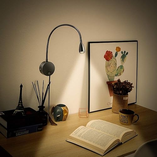 Miniatura 4 de Lámpara de lectura, luces LED de cama montadas en la pared con enchufe de iluminación nocturna de aluminio, lámpara de aplique con cable, 200