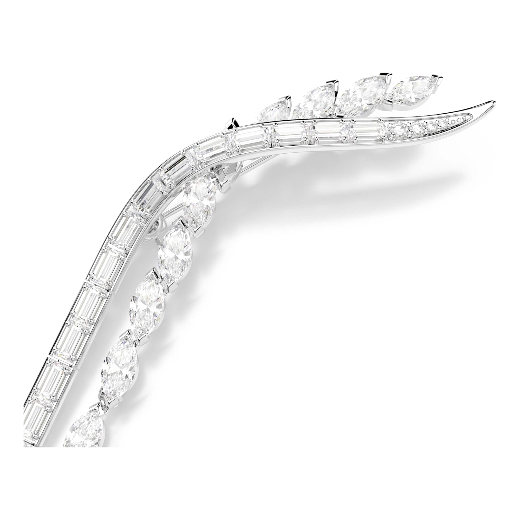 Swarovski Kollektion Brosche, Weiß, Rhodiniert