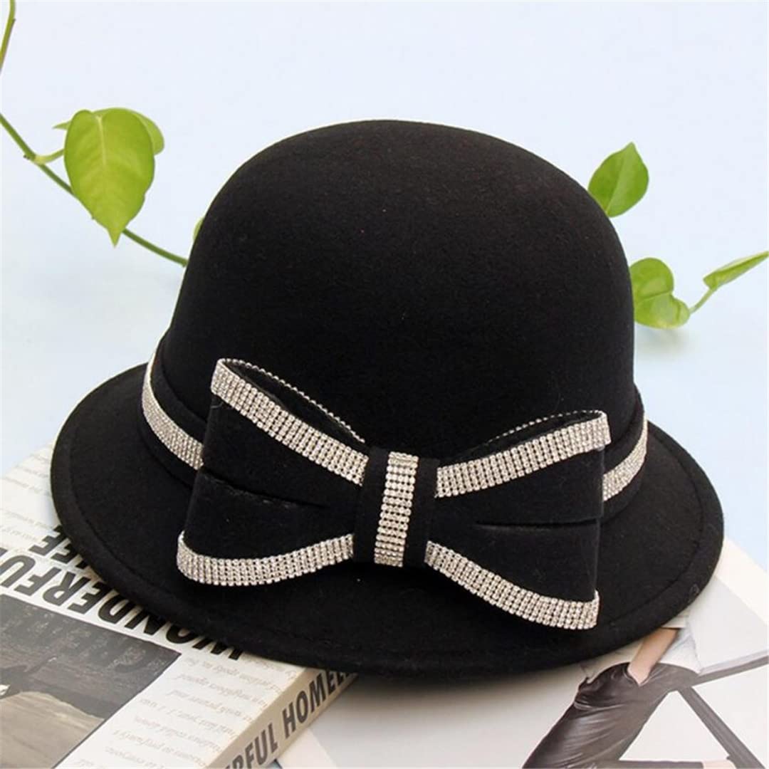 Lmtossey Cappelli A Secchiello in Lana da Donna Invernale con Cappelli A Secchiello con Fiocco in Cristallo Calde Femmine