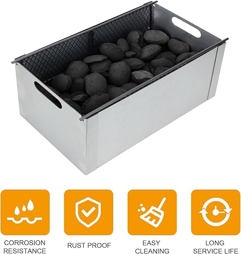 Miniatura 6 de AJinTeby Caja de ahumador de carbón para Oklahoma Joe's 3697490W01, cesta de carbón para parrilla de carbón Oklahoma Joe's Judge, caja de ahumador