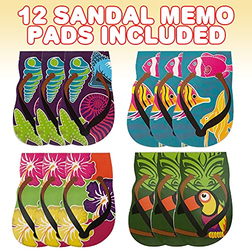 Image of ArtCreativity Mini Sandal Memo Notepads, Set of 12, Small Tropical-Themed Notepads, Cute Stationery Supplies for School & Office, Fun Beach Party Favors, Goody Bag Fillers for Kids