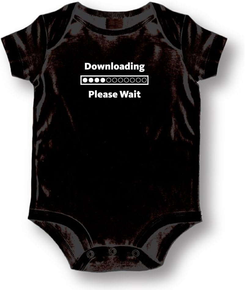 Attitude Rompers "Downloading" Baby Romper Onesie; 6-9 Months-Black