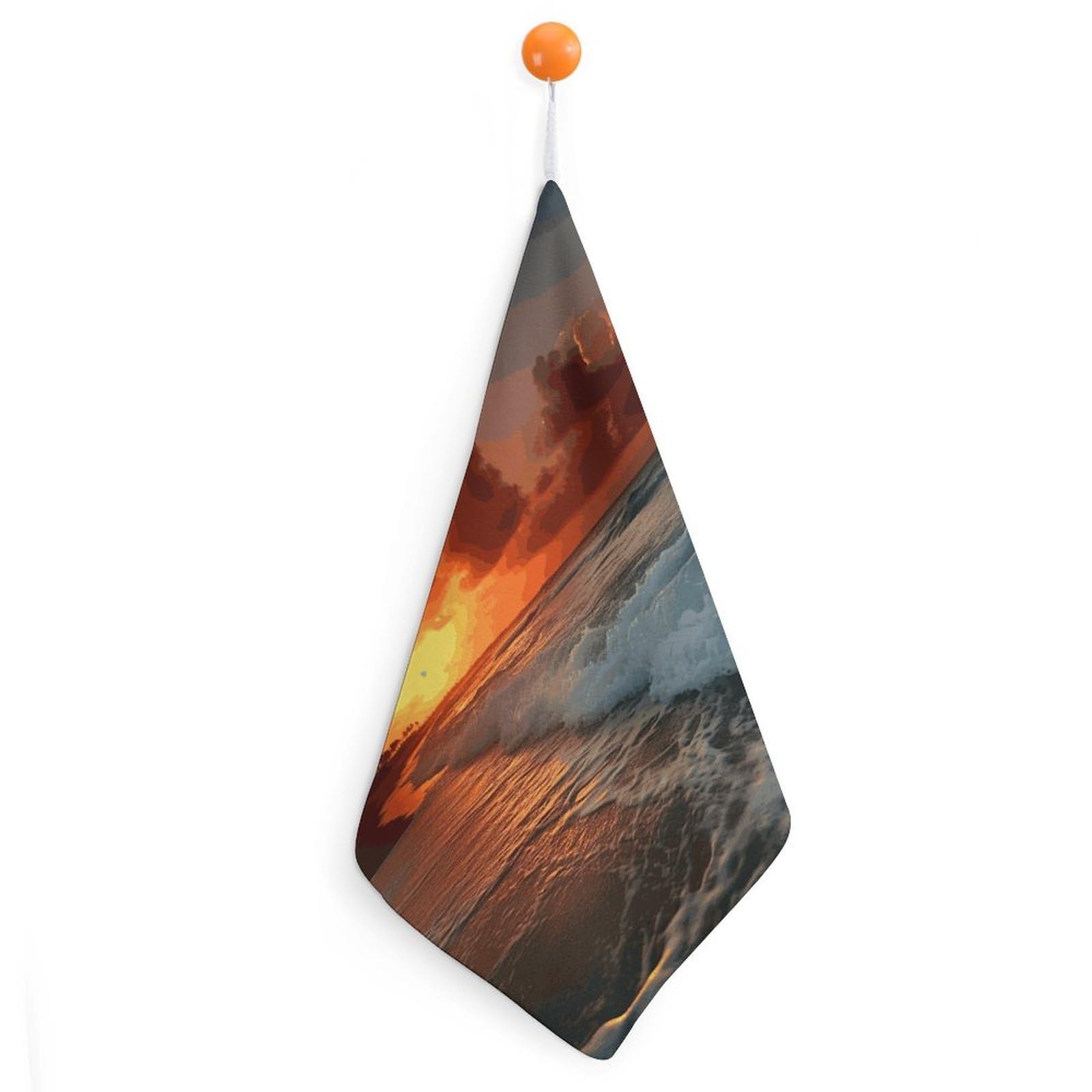 LDGSUPH The Beach Sunset Hand Towels Fashion Hand Face Towel with Hanging Strap Absorbent Soft Decorative Towel Fade Resistant Cozy Face Cloths for Kitchen Gym Bathroom Towels 1PCS