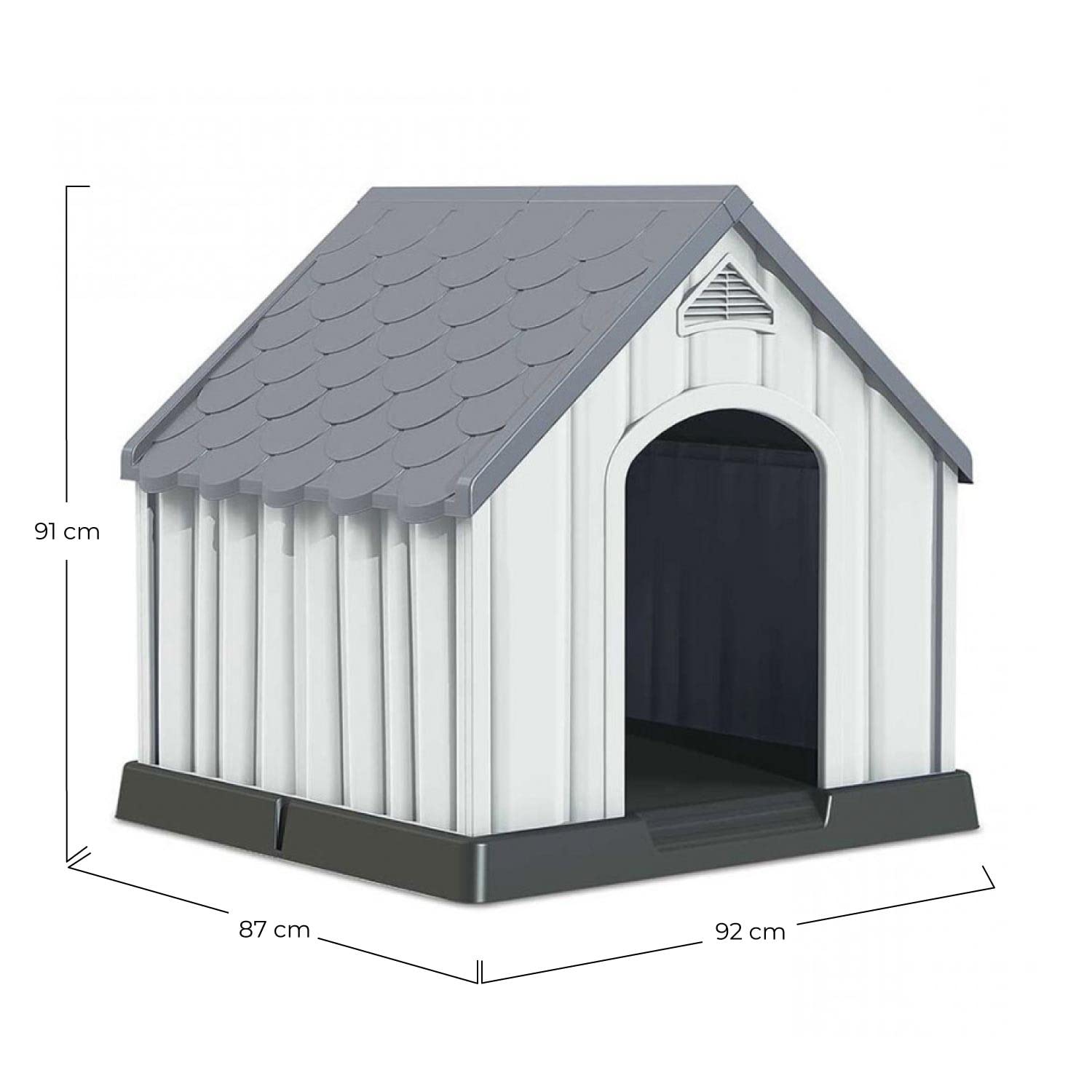 Caseta de Resina para Perros 92x87x91cm 7house | Caseta para Perros Grandes y Medianos | Caseta de Plástico 100% Reciclable y Ecológico | Caseta Mascota Exterior e Interior