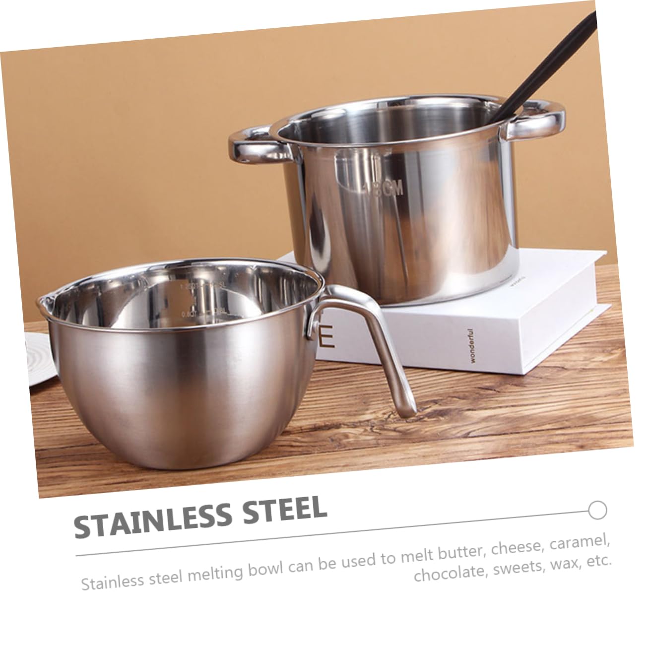 Garneck 1set Stainless Steel Double Boiler Pot Melting Pot for Cheese Butter Heating for Home Baking Lightweight Cookware for Sauces Desserts
