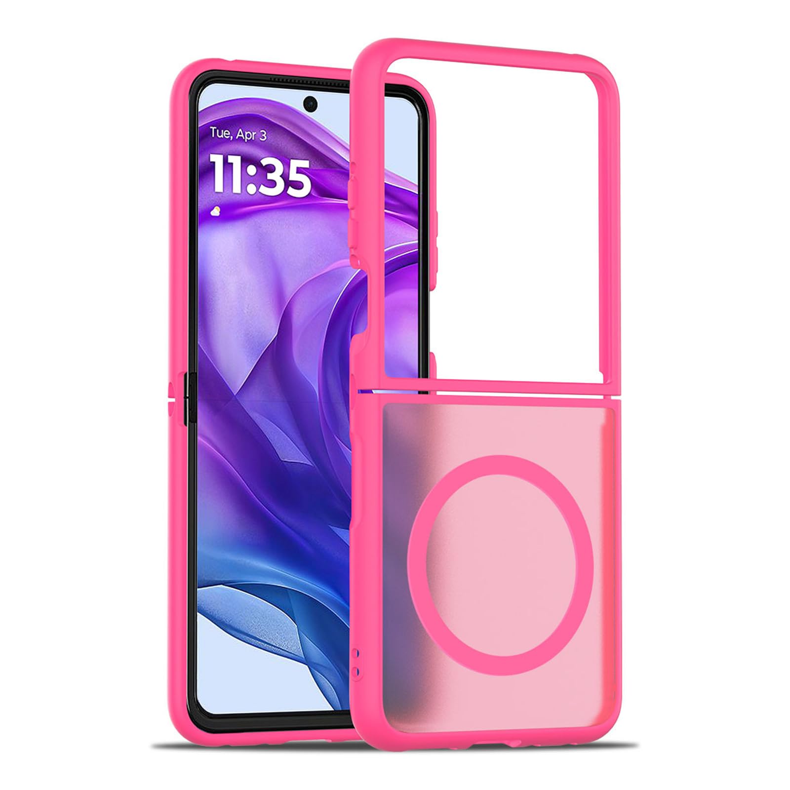 Magnetica Custodia per Samsung Galaxy Z Flip 8, Sottile Glassata Traslucida | Anti-Graffio Anti-Impronte Protezione Cover Compatibile con Ricarica Wireless Caso,Rosso,Z Flip 8